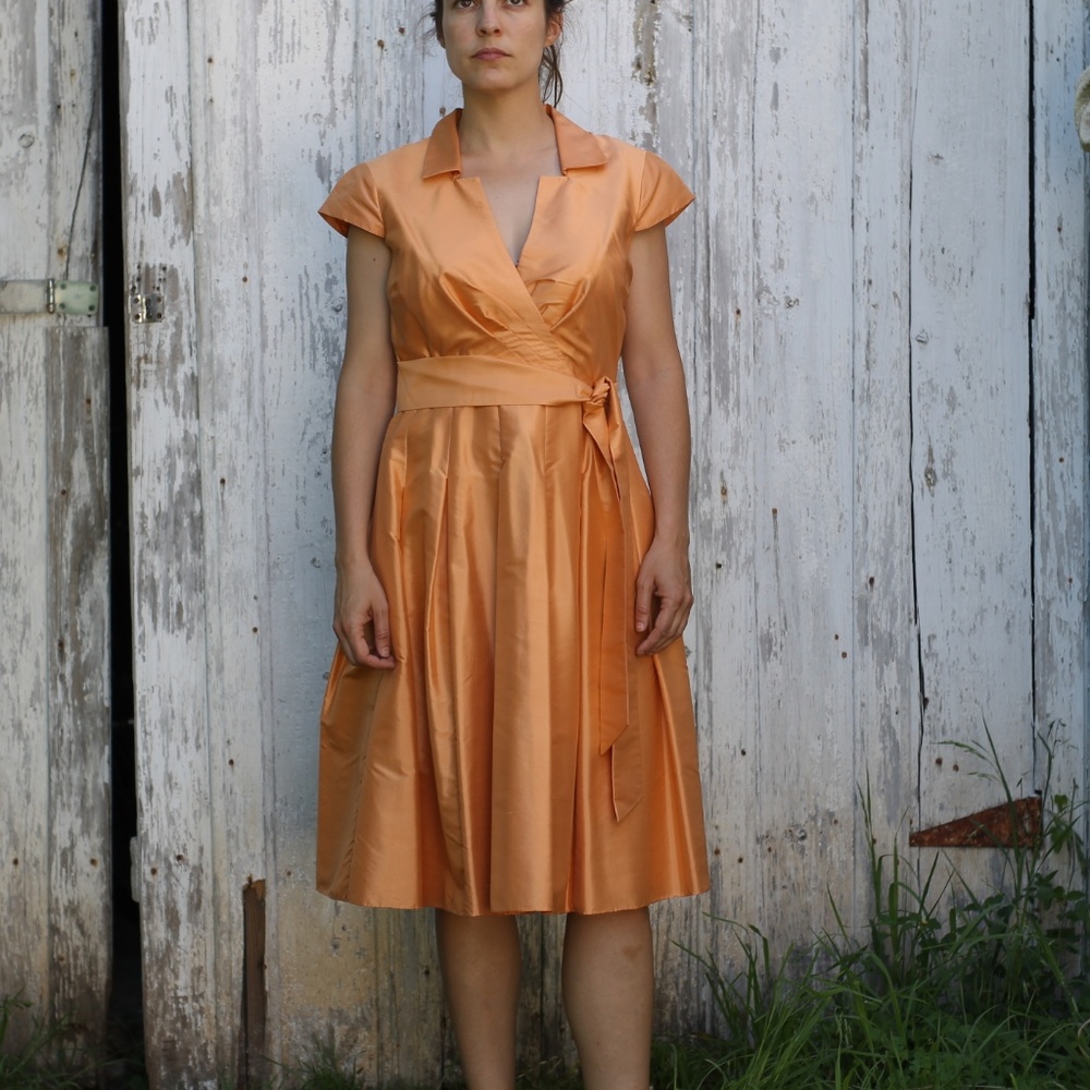 Coral Silk Anne Klein Cocktail Dress